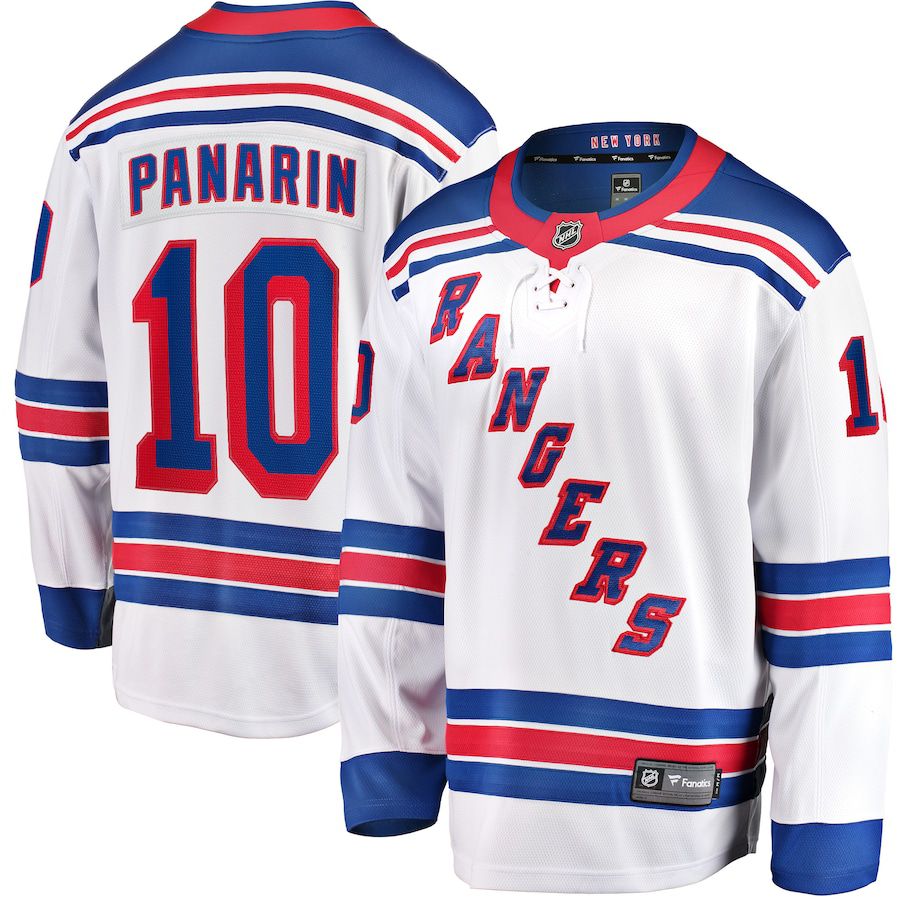 Men New York Rangers 10 Artemi Panarin Fanatics Branded White Away Premier Breakaway Player NHL Jersey